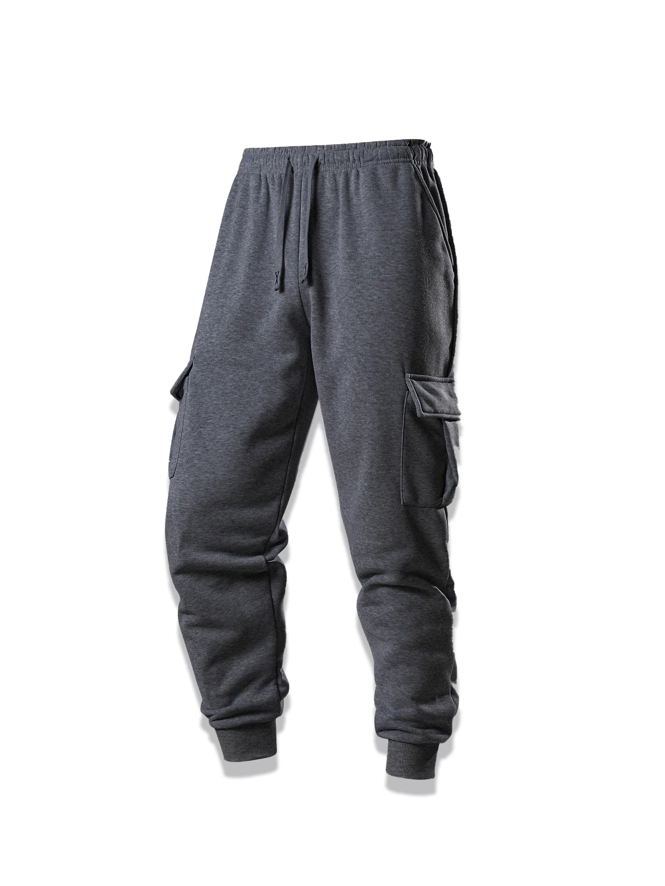 Spring Autumn Casual Sweatpants Men Drawstring Solid Color Cargo Pants Outdoor Running Pockets Trousers Male Daily Long Pants