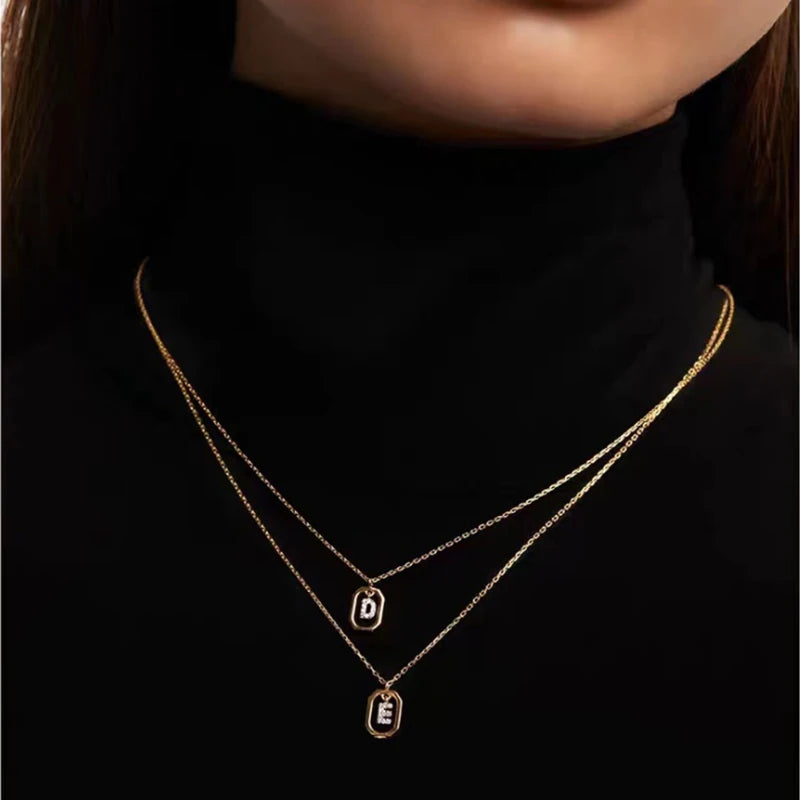 925 Sterling Silver Letter Necklace with 26 English Letter Zircon Pendant Geometric Design Personalized Necklace Luxury Jewelry