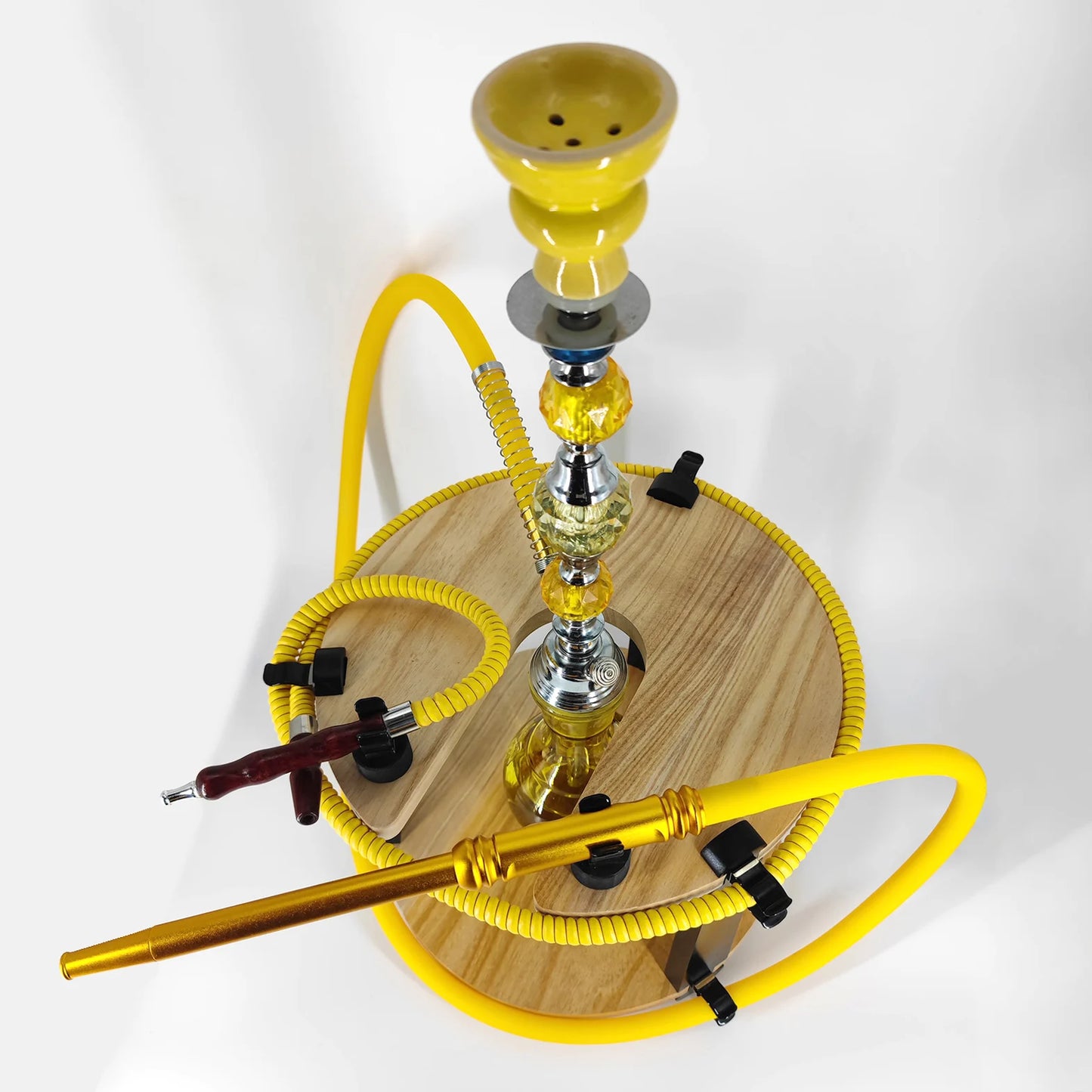 Shisha Stand Portable Wooden Hookah Table Holder Station With Wheels Rolling for Vase protection Hose Clamp Nargile Accessories