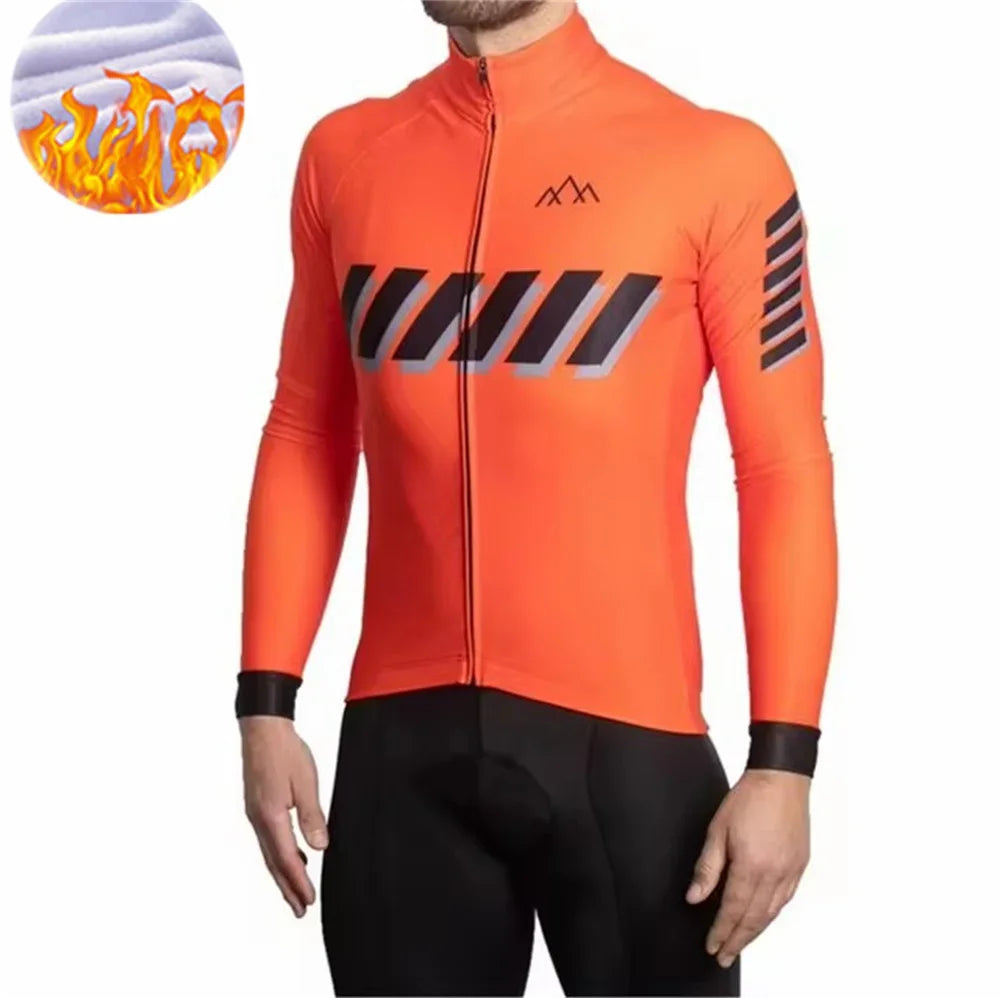  Winter Jacket Thermal Fleece Cycling Jacket Of Climbers Men Long Sleeve Clothing Warm Tops Road Bike Outdoor Sports MTB Winter