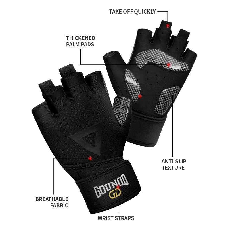 GOUNOD Gym Gloves for Men Women Fitness Weight Lifting Wristband Gloves Body Building Training Sports Exercise Cycling Glove