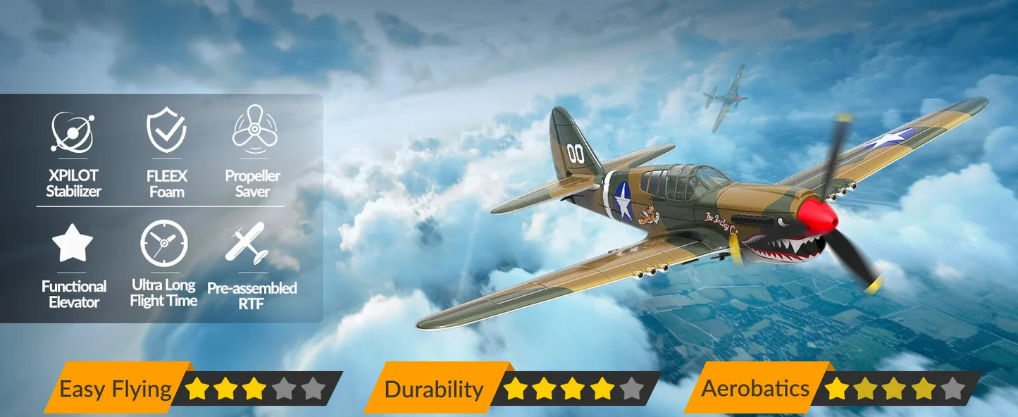 Volantex New Spitfire RC Plane EPP 400mm Wingspan RC Fighter One Key Aerobatic 2.4G 4CH RTF Warbird Plane