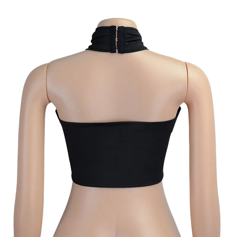 Women Summer Tank Tops Sexy White Black Cross Halter Push Up Hollow Crop Tops High Street Wear 2023 New Fashion Corset Camisoles