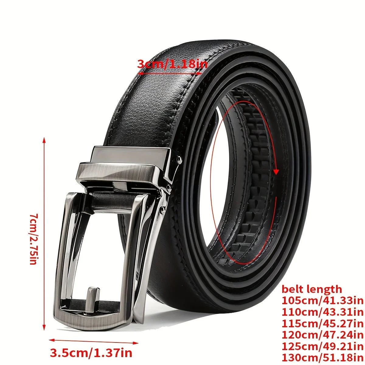 Men Genuine Leather Belt with Automatic Buckle Durable, Stylish, Versatile for Business Casual Wear, Black Casual Belt for Men