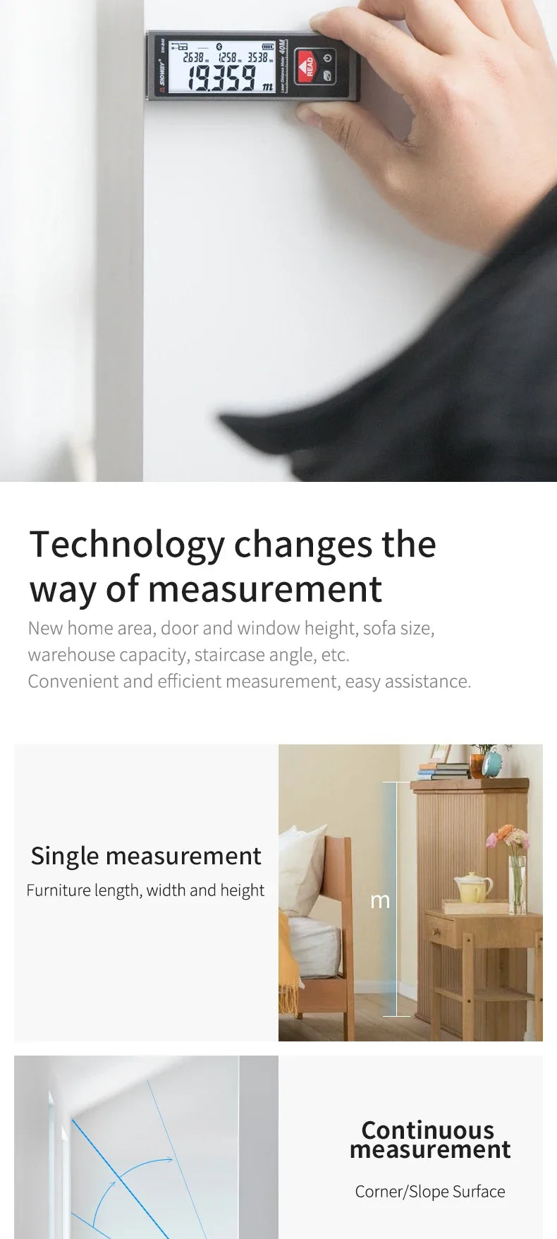 Mini Metal Laser Distance Meter Rechargeable Rangefinder High Accuracy 40M 50M 60M Measuring Tape Construction Measuring Tool
