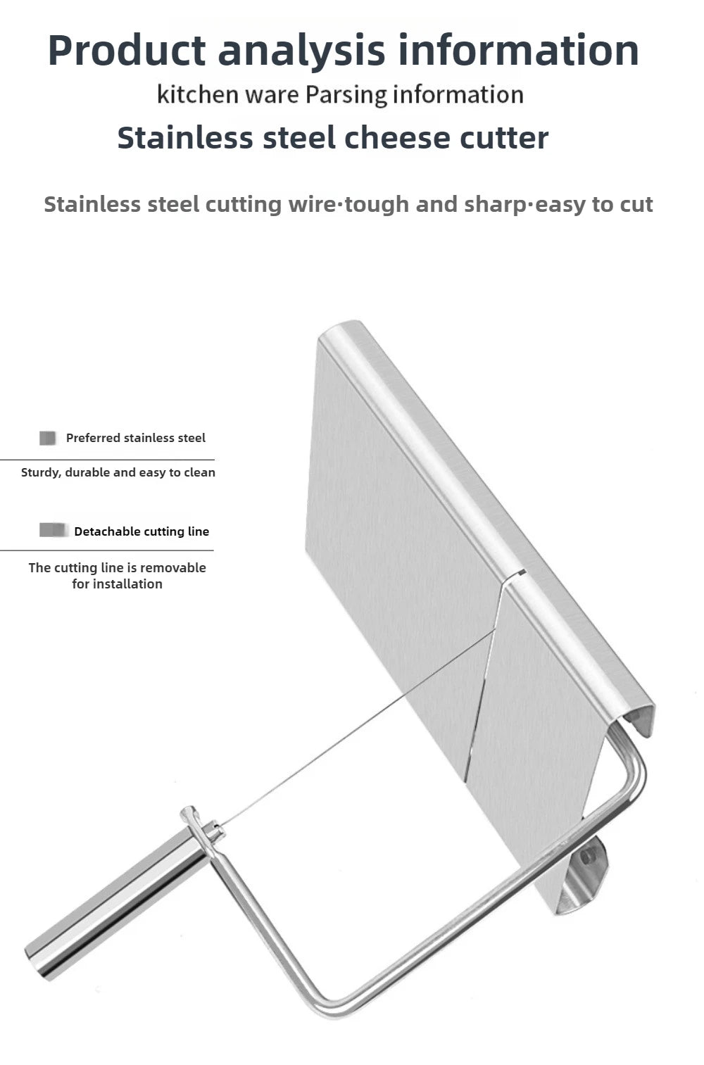 Stainless Steel Multifunctional Cheese Slicer with Scale Sausage Ham Cheese Cutter Butter Slicer Household Accessories