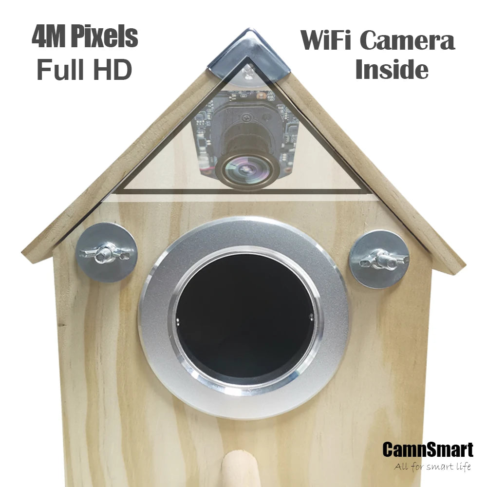 4MP Tuya Bird Houses WIFI Camera For Pet Birds Activity Remote View Watching Wild Natural Wooden Care Nest Box Day Night Vision
