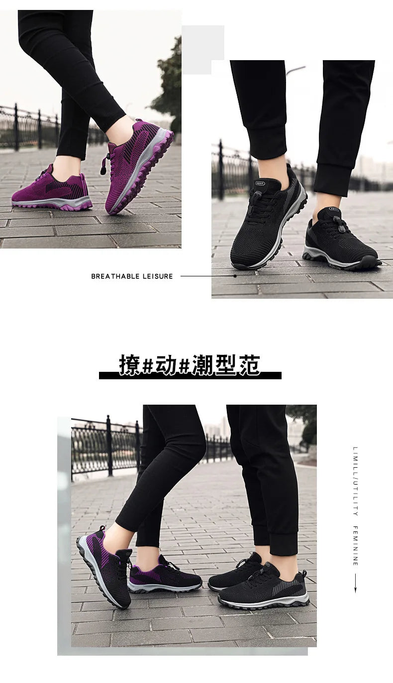 2025 Women Sneakers Fashion Platform Lace Up Casual Sports Shoes Comfortable Running Ladies Vulcanized Shoes Female Footwear