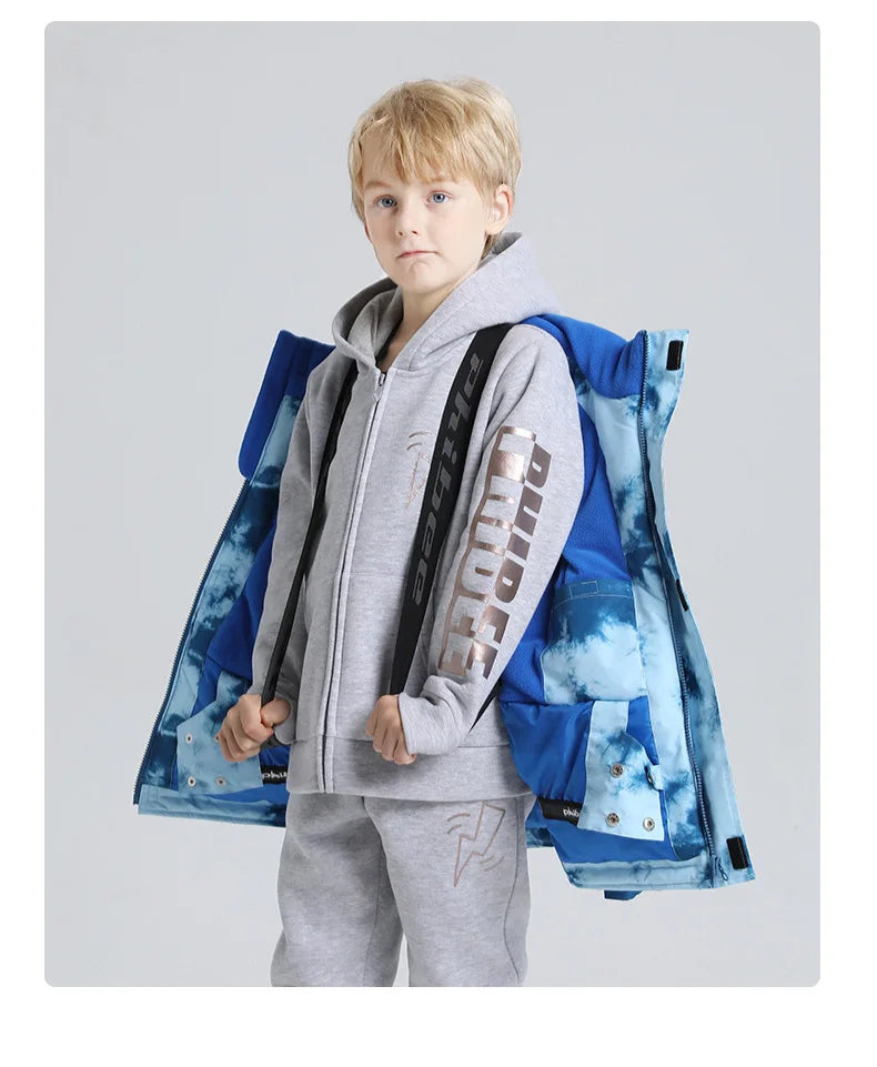 Winter Ski Jackets Children Waterproof Thickening Snowboarding Jackets Boys Thermal Coldproof Windproof Skiing Clothes Coats