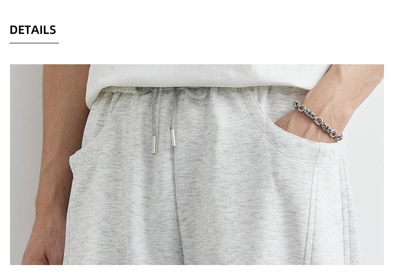 Men's American Fashion Casual Pants 2025 Summer New Style Solid Color Loose Drag Sweatpants Sports Straight Trousers Men's Wear
