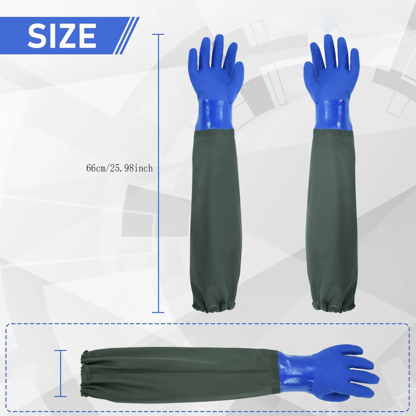 1Pair Long waterproof gloves, long chemical gloves Household cleaning, gardening work，reusable, padded cotton lining/acid and oi