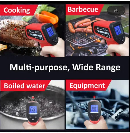 Digital infrared thermometer, non-contact industrial laser temperature gun, temperature range from -50 to 380 degrees Celsius.