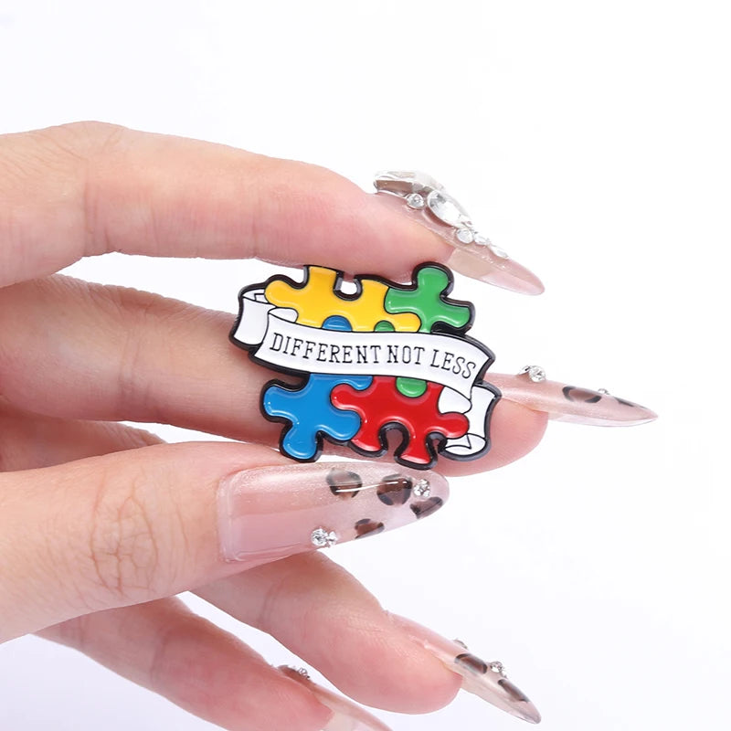 Autism Awareness Puzzle Enamel Pins Introvert Caring For Mental Health Metal Brooches Lapel Badges Jewelry Gifts For Friends