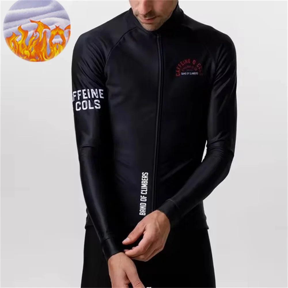  Winter Jacket Thermal Fleece Cycling Jacket Of Climbers Men Long Sleeve Clothing Warm Tops Road Bike Outdoor Sports MTB Winter