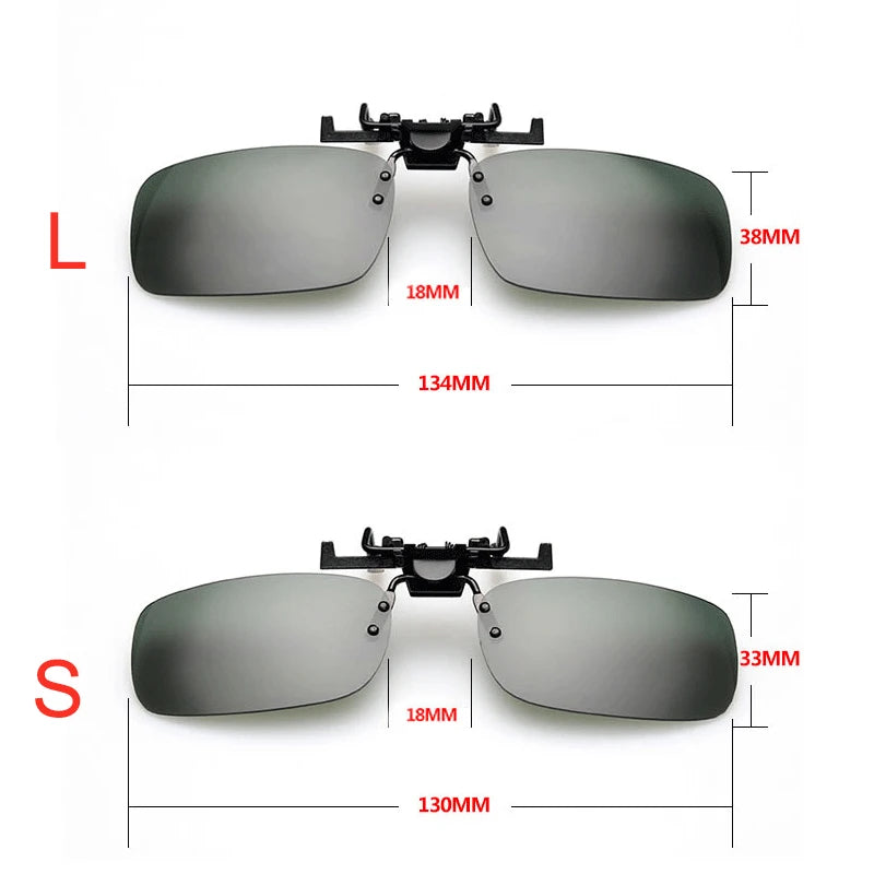 Fishing Polarized Pilot Flip Up Clip on Sunglasses Men Photochromic UV400 Women Driving Sun Glasses Color Change Night Vision