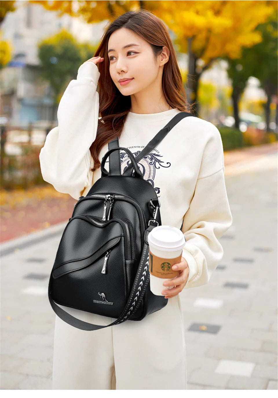 Fashion Backpacks Women Shoulder Bag Simple Rucksack Female Soft Leather Back Pack Ladies Travel Bag Large Capacity School Bags