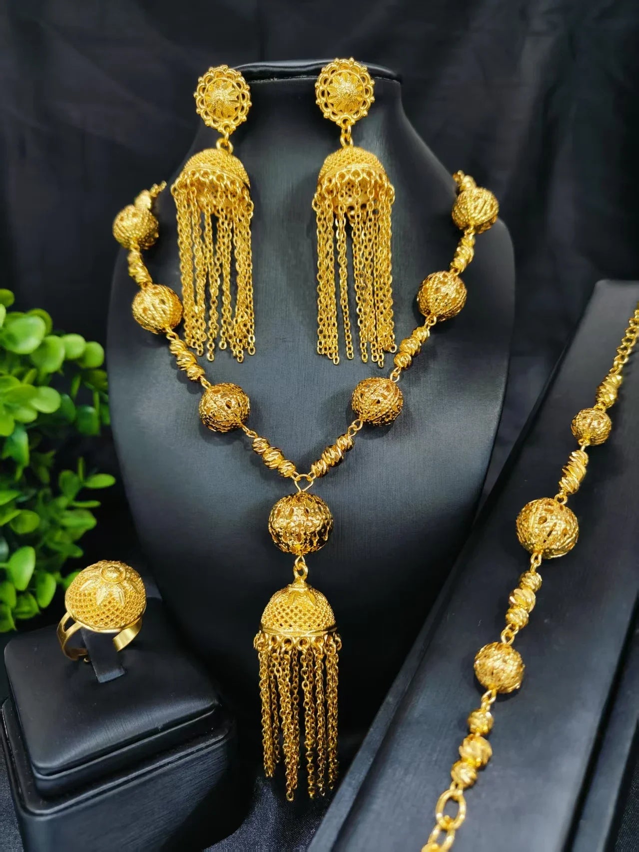 Luxury Indian Jewellery Earrings Necklace Jewelry Sets For Women Dubai Gold Color African Arabic Wedding Bridal Party Gifts