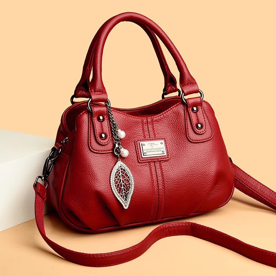 2024 New 3-layer Large Capacity Women Tote Bag Fashion Women's Trendy Shoulder Bags High Quality Soft Leather Female Handbag Sac