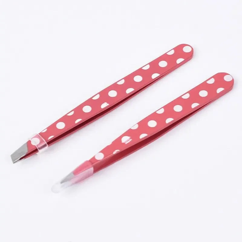 Mini Hair removal tweezers Stainless steel eyebrow Shaper Facial Hair remover Powder Point Flat tip Tilt face makeup Beauty tool