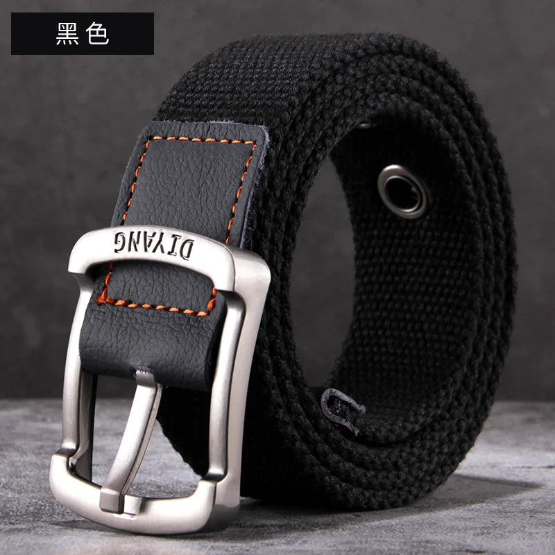 Belt, men's canvas buckle belt, casual work pants belt, young people's trend pants belt, versatile student trend fashion belt