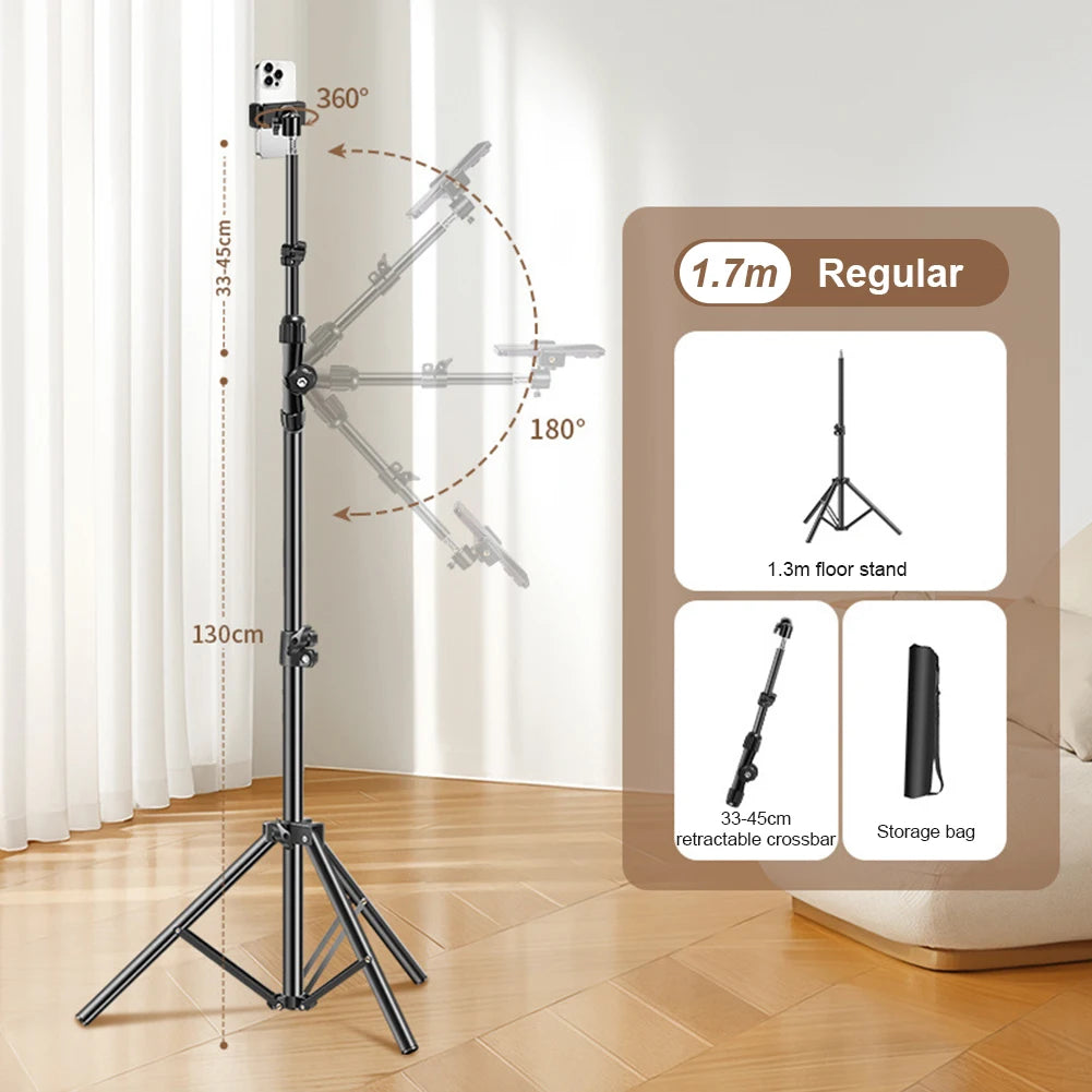 Phone Tripod Adjustable Horizontal Overhead Tripod Cell Phone Tripod Stand for Filming Video Recording Live Stream