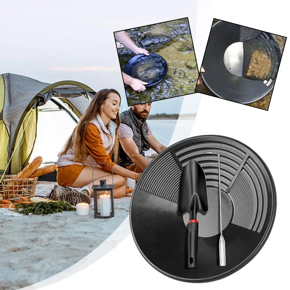 Gold Pan Hand Cranks High Efficiency Enhances Durability Gold Panning Pans 35cm for Hobbyists Archaeologists For Metal Detector