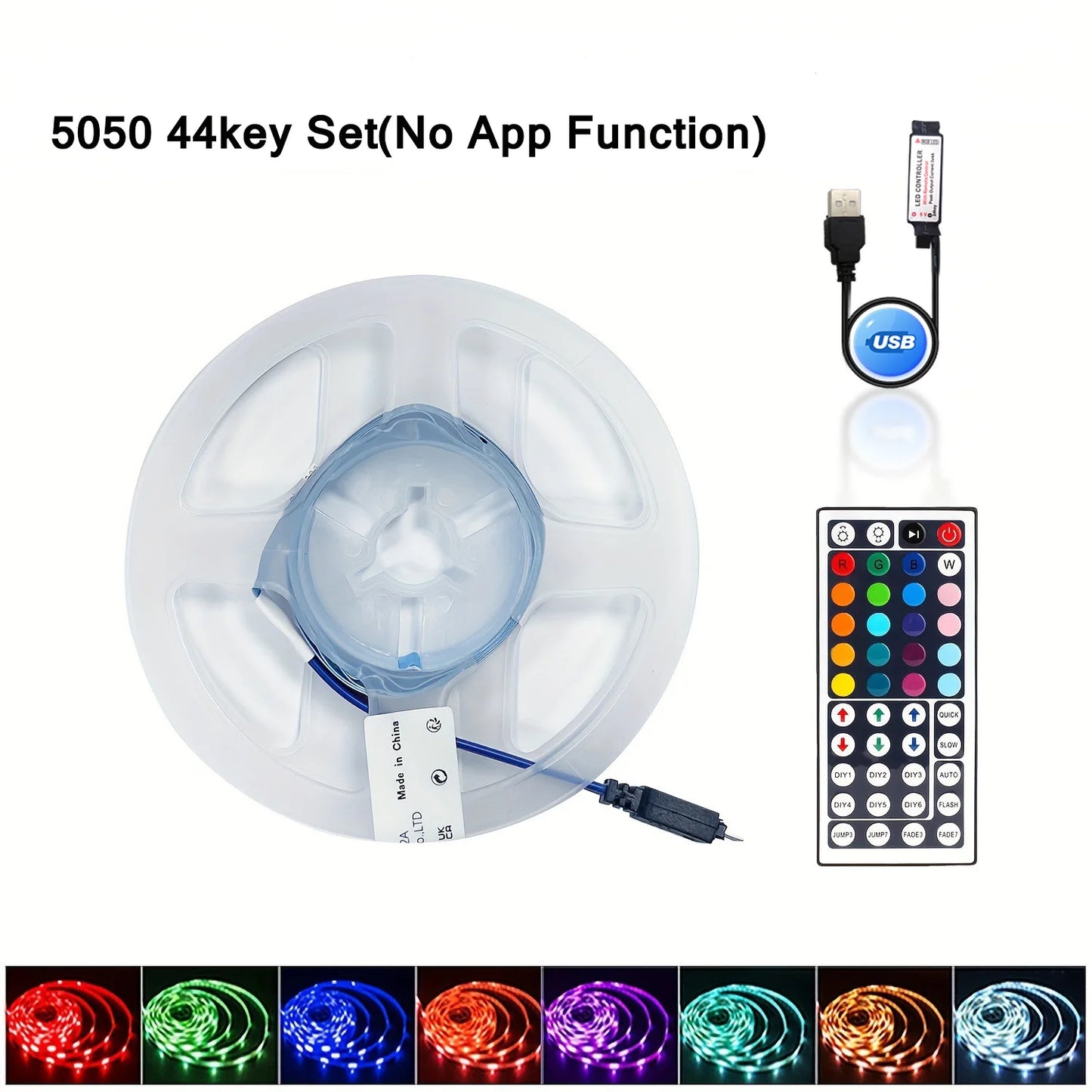 Led Strip Lights For Bedroom 5V 5050 Usb Rgb Tape 1-30M With 44key Remote Holiday Lighting Wall Led Room Decor Lamp Band Ribbon