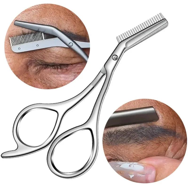 Stainless Steel Eyebrow Scissors Comb High Quality Makeup Scissors Trimming Eyebrow Knife for Men Women Hair Remover Shaver Tool