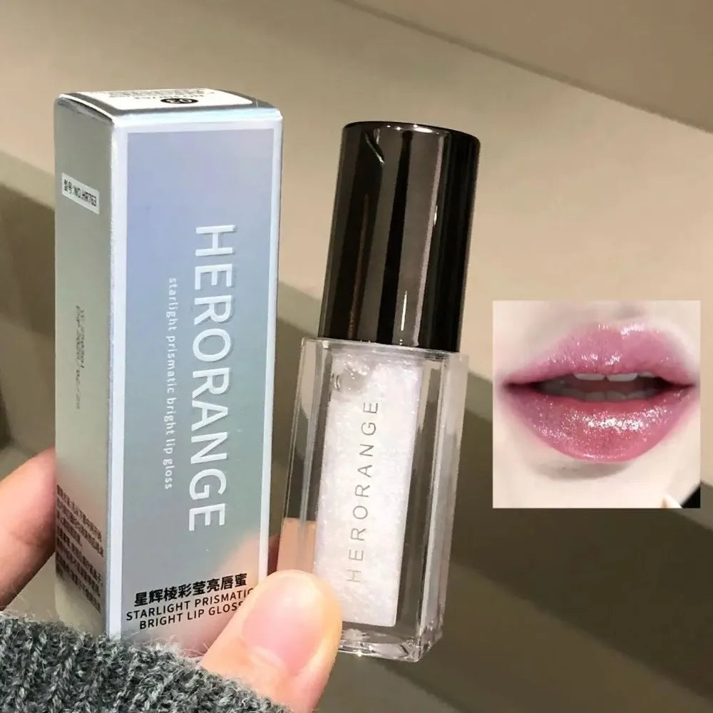 Sparkle Long-Lasting Lip Gloss Non-Fading Moisturizing Liquid Lipstick Non-Sticky Clear Lip Glaze for Women