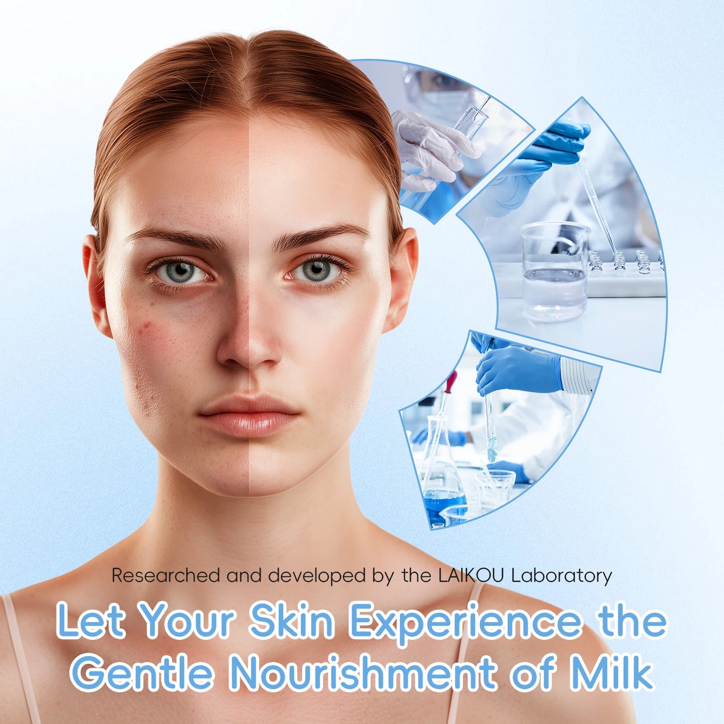 LAIKOU Milk Glowing Trio Set Deep Nourishment Kit Hydrating Skincare Non-Greasy Serum Eye Cream Moisturizer Gift Set