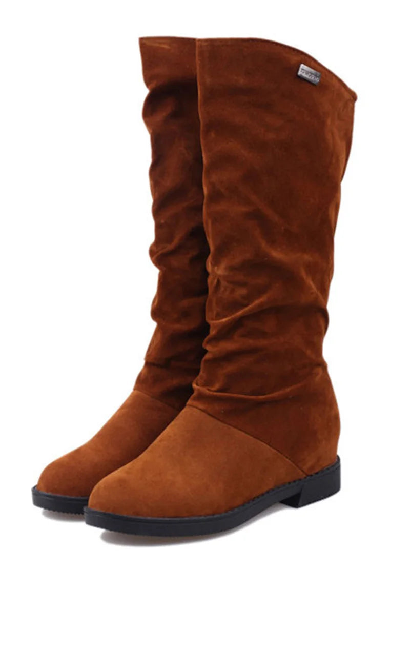 New Winter Shoes Women Snow Boots Flat Non-slip Mid-Calf Boots Soft Brand Ladies Footwear Black Red YX1749