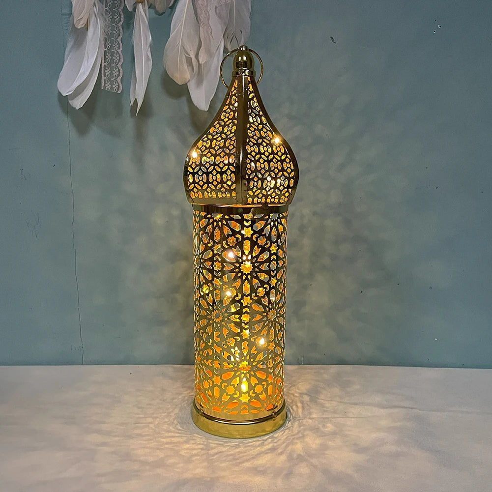 Home Décor Iron Ornaments Golden Hollow Light Ornaments Moroccan Ramadan Ron Lanter Table Decoration Widely Used Home Decoration