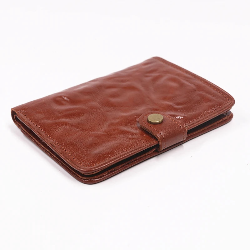 Genuine Leather Wallet For Men Vintage Real Cowhide Wrinkled Short Bifold Slim Thin Hasp Men's Wallets Purse Credit Card Holder