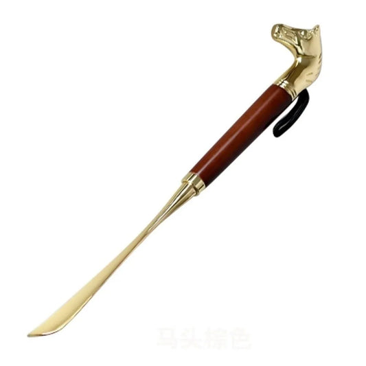 Shoe Wearer 32cm Metal Shoe Horn Long Handheld Wood Handle Shoehorn Durable Shoes Wearing Tool Portable Shoe Lifter Gift