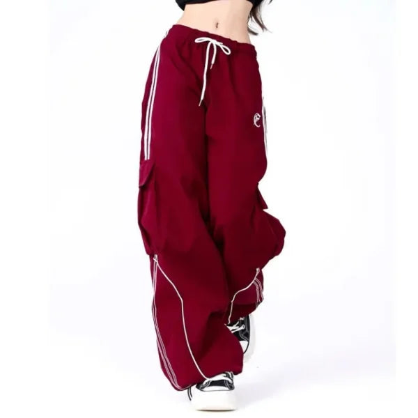 American High Street Black Drawstring Workwear Casual Sports Pants Women Spring 2026 New Loose Wide Leg Floor-Length Pants