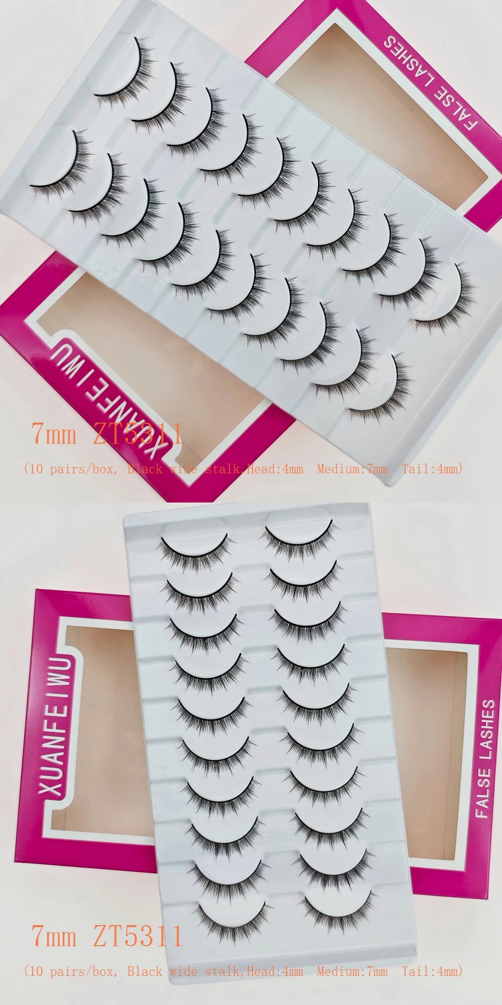 Xuanfeiwu Natural Short Style No-Makeup Look Sparse Full-Strip Ultra-Natural Realistic One-Piece Natural-Looking False Eyelashes DIY Self-Application Beginner Light Makeup Eyelashes