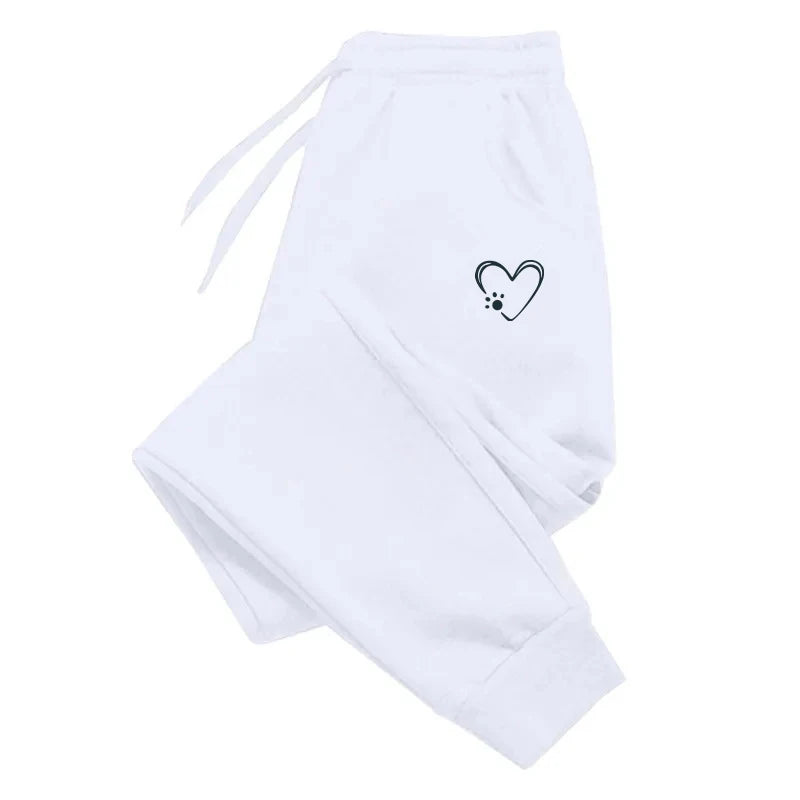 Women Heart Printed Sweatpants Long Pants Jogger Trousers Casual Sports Fitness Solid Color Versatile Pants Women Sweat Pants