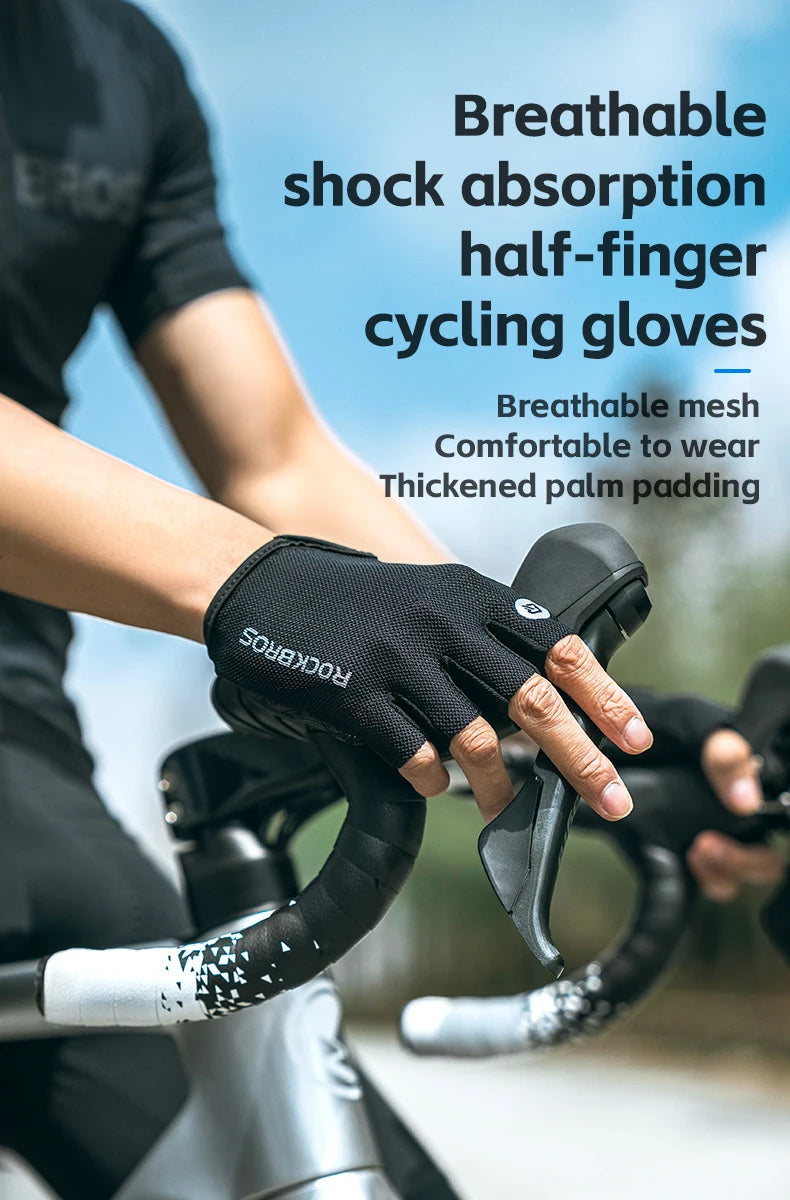 ROCKBROS Cycling gloves breathable half finger gloves racing bike gloves anti slip mountain bike gloves cycling equipment gloves