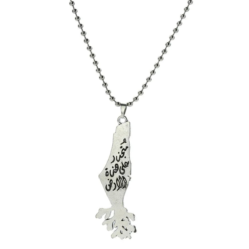 Palestine Country Map Flag Pendant Necklace for Men Women Stainless Steel Necklaces Jewelry Gifts ﻿