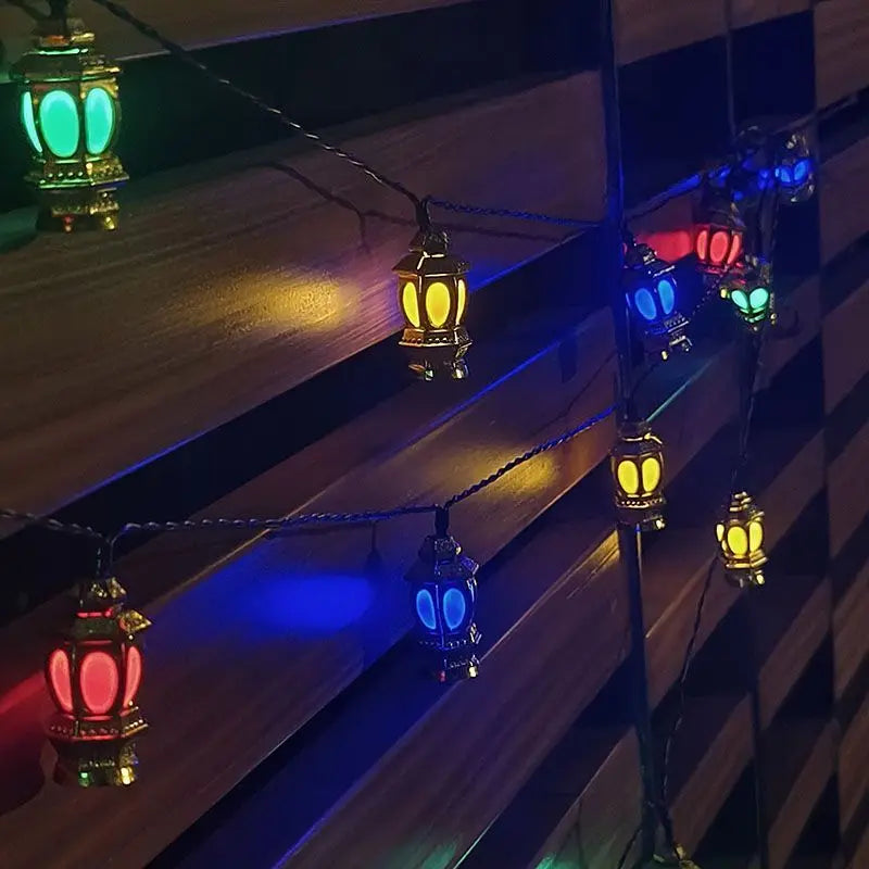 Solar Powered Lantern String Light 20 LEDS Eid Ramadan Decorative Lamp Outdoor/Indoor Waterproof for Islamic Home Garden Decor