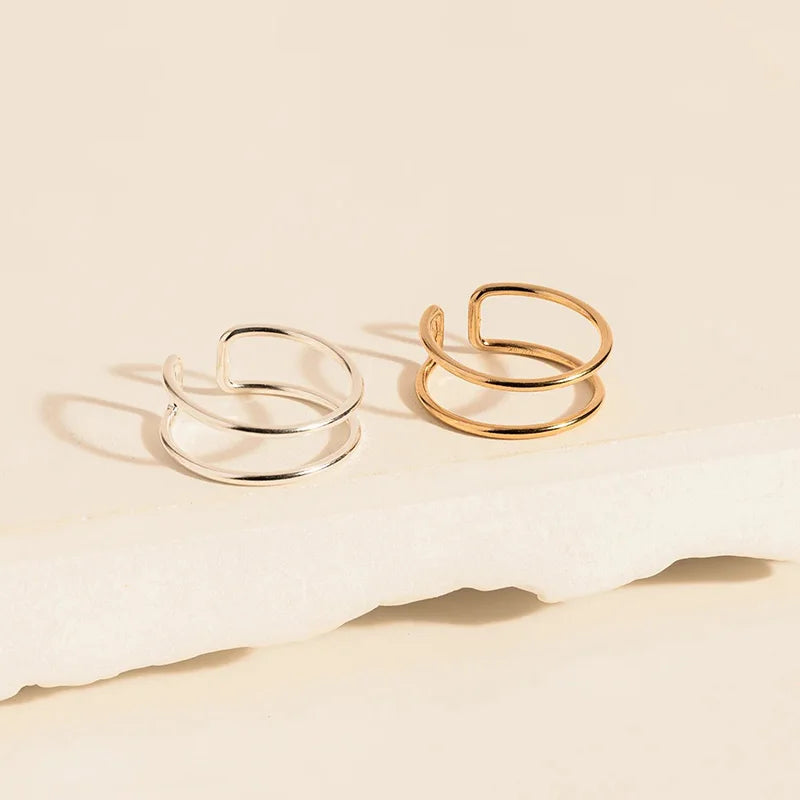 Sterling Silver Double Layer Adjustable Rings for Women, Boho Jewelry, Minimalist Knuckle Ring