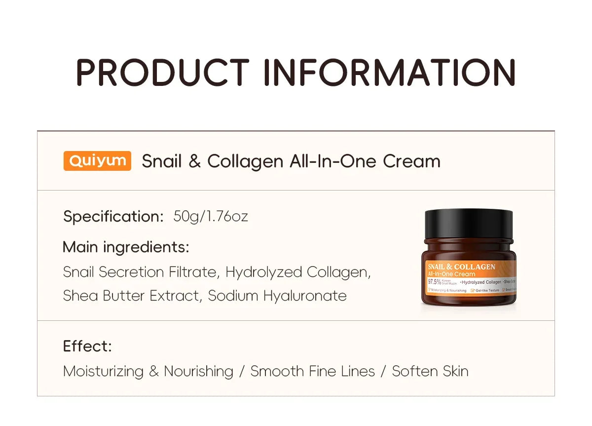 Quiyum 3 Step Set 97.5% Snail Mucin Collagen Hydrating Glowing Skin Korean Skincare