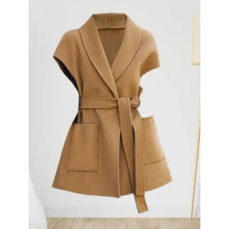 Fashion Wool Vest for Women Autumn and Winter Double-Sided Wool Mid-length Waistcoat Coat Elegant Female Horse Clip Tops Jacket
