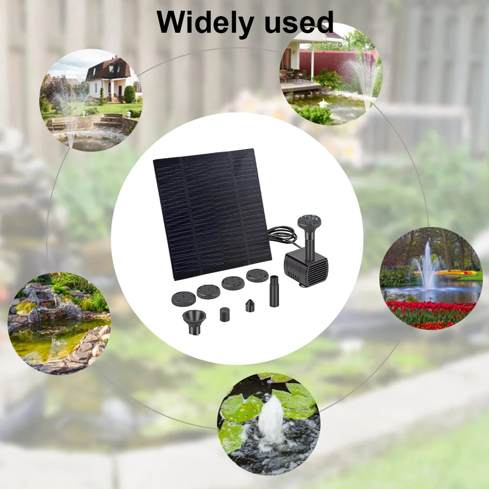 Solar Water Fountain Pump with Nozzles Solar Powered Fountain Water Pump Solar Fountain for Garden Pool Pond Aquarium Fountain