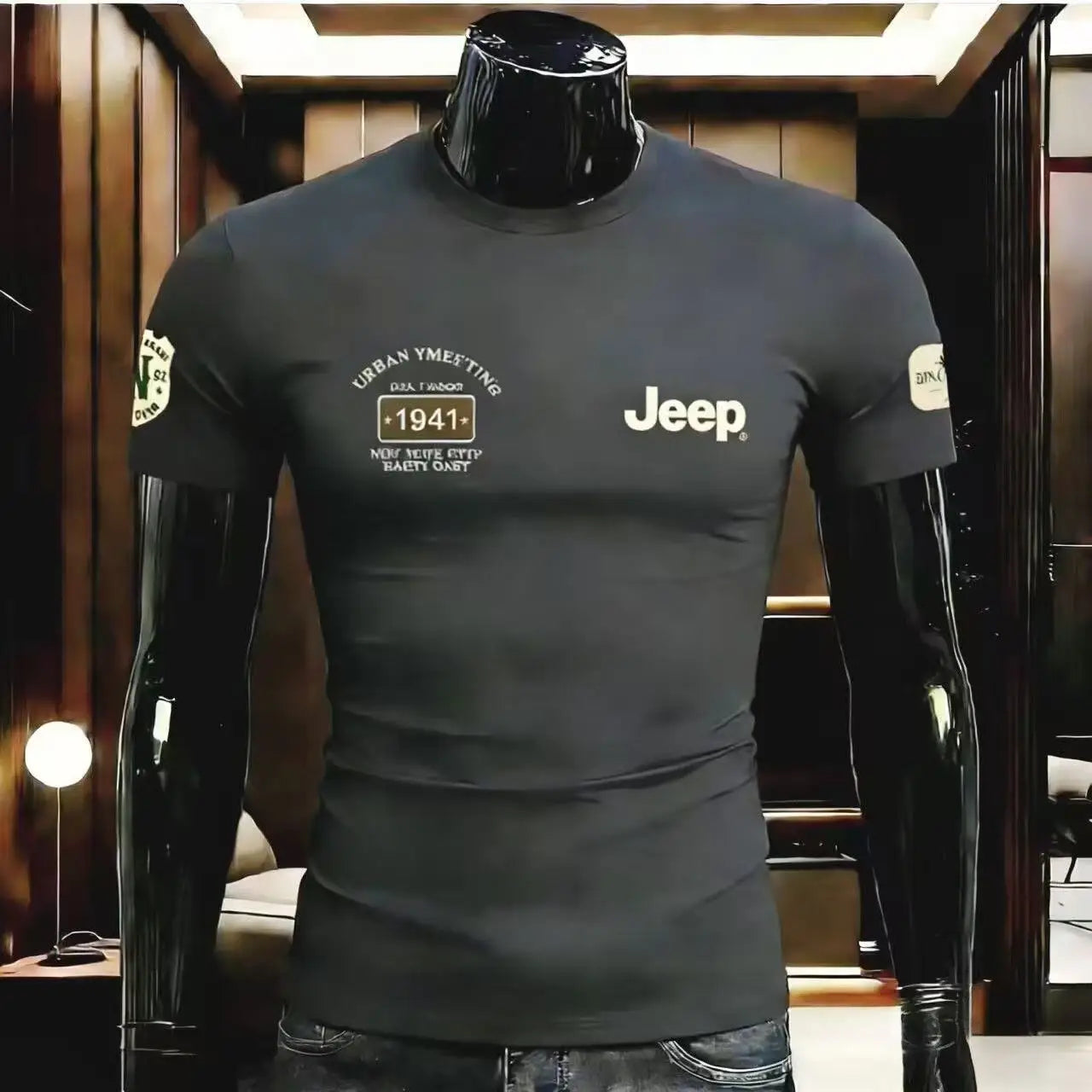 2026 Jeep High-quality Summer Round-neck Pure Cotton T-shirt, Breathable Men's Outdoor Casual Printed All-match Short-sleeved To