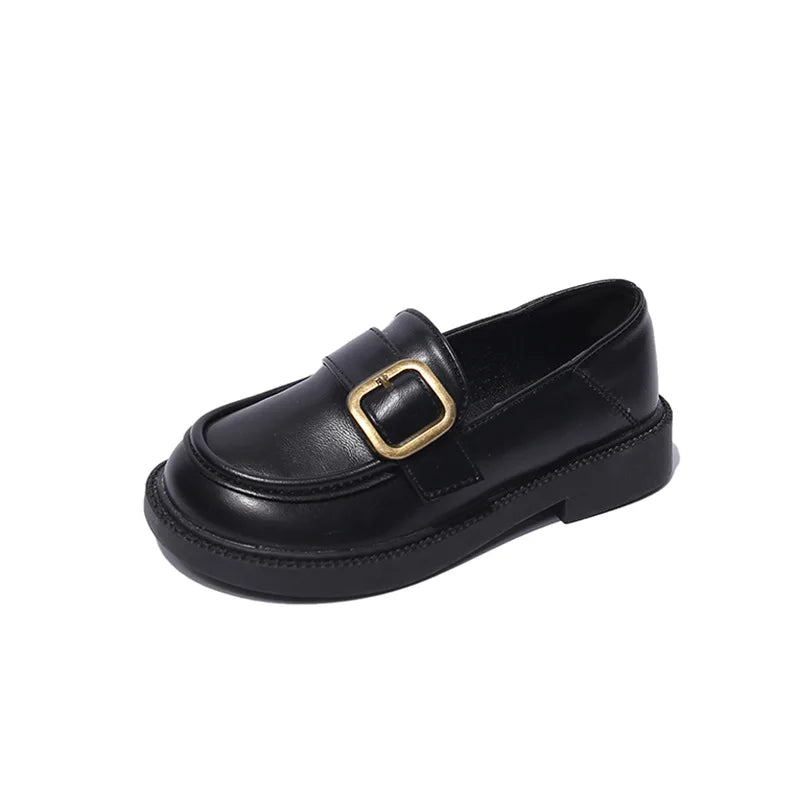 British Style Retro Girls Shoes Spring Autumn Princess Leather Shoes Children Black Soft Dance Loafers for 3-12 Ages Kids Shoes