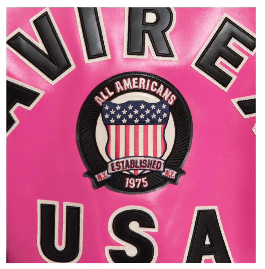 Avirex Spring 2024 New Listing Bomber Flight Suit Jacket 100% European Antique Sheepskin Classic Women's Pink Leather coat tops