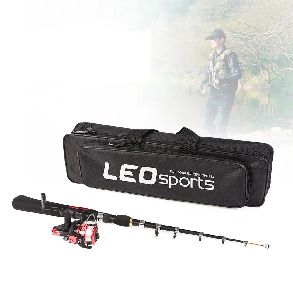 Fishing Rod Full Kits 1.6M Telescopic Sea and Spinning Reel Baits Lure Tackle Travel Fishing Gear Accessories Bag 6 Optional Set