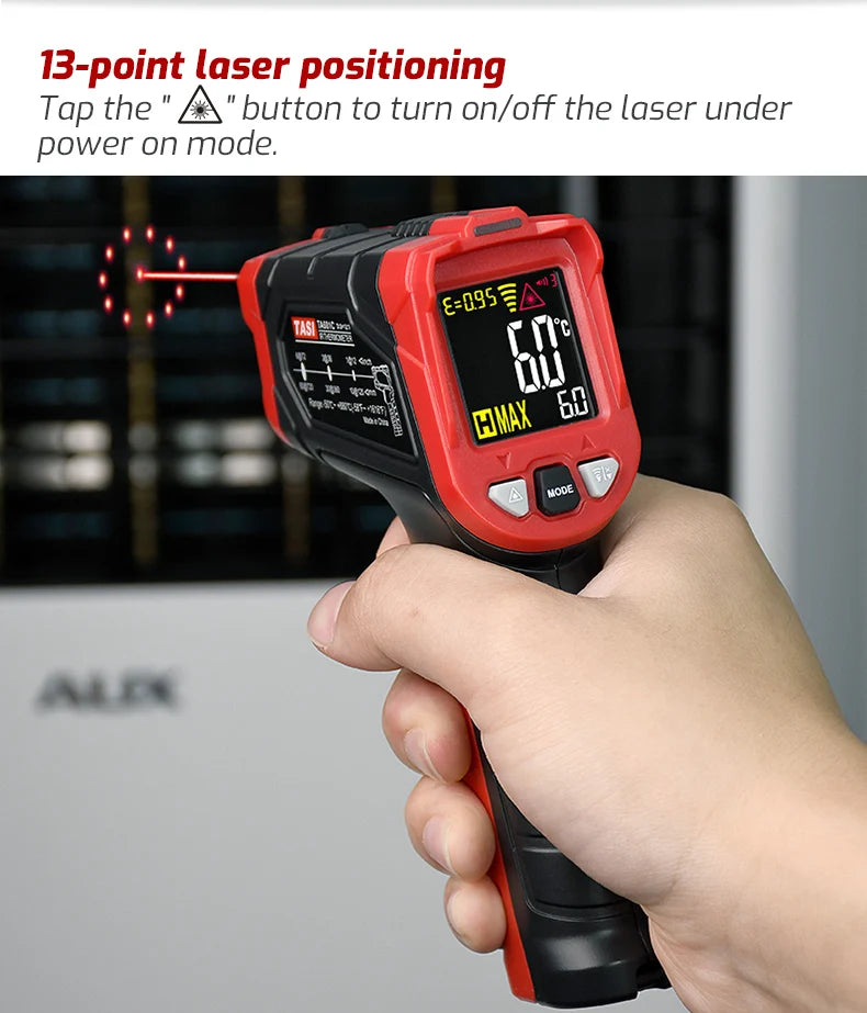 TASI TA601 Digital Infrared Thermometer Laser Temperature Meter Non-contact Pyrometer Imager Hygrometer IR Termometro -50-880℃