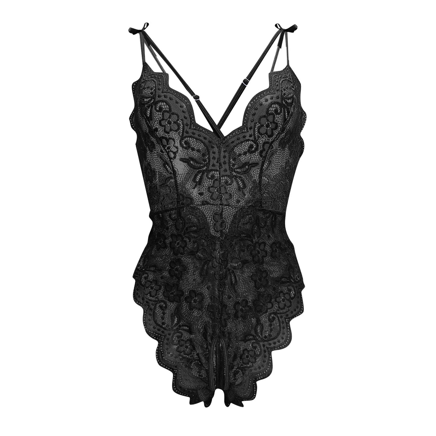 Women Lingerie Short Lightweight Nightgown Flower Lace Underwear Babydoll V Neck Sleepwear Strap Chemise, Add Female Charm